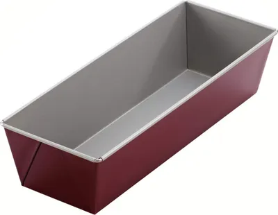 Produktbild von Dr. Oetker Kastenform 30 cm, Backform aus Stahl, Königskuchenform mit zweifarbiger Antihaftbeschichtung (Farbe: grau/rot)