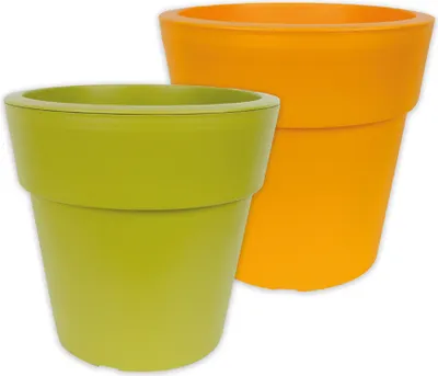 Produktbild von Pflanzkübel LINEA Kunststoff rund d= 20 cm, H= 18,5 cm Gelb-Orange