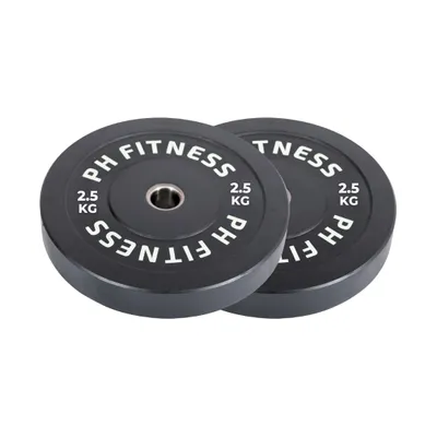 Produktbild von PH Fitness Set 2.5 kg Olympische Bumper Plates aus Gummi mit Gusseisenkern und 50-mm-Aufnahme – rutschfest und bodenschonend, ideal für Kraftsport, Powerlifting und CrossFit