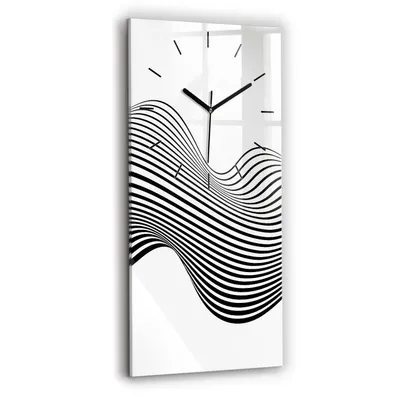 Produktbild von Wallfluent Wanduhr – Stilles Quarzuhrwerk - Uhr Dekoration Wohnzimmer Schlafzimmer Küche - Zifferblatt mit Strichen - schwarze Zeiger - 30x60 cm - Schwarz -Weiß -Kunst