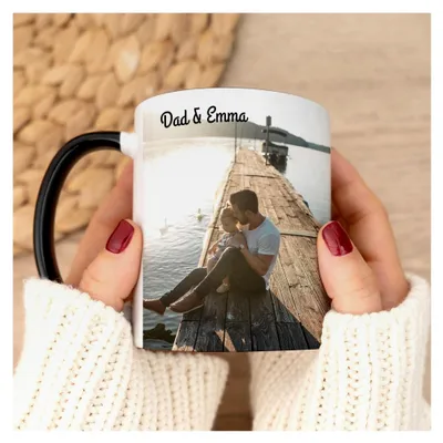 Produktbild von Personalisierte Tasse mit Foto/Text | 325 ml | Bedruckte Keramiktasse | Personalisierte Geschenke | Schwarz