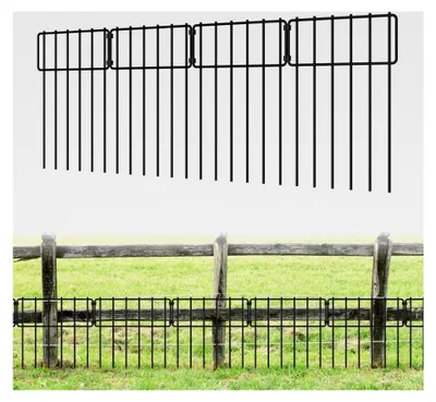 Produktbild von 10 Stück Tierbarrierezaun, dekorativer Gartenzaun, rostfreier Metalldraht, grabenfreier Zaun für Hunde und Kaninchen im Freien, 43 cm H x 3,3 m Gesamtlänge