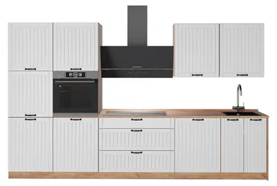 Produktbild von Küchenzeile Vicco Fame-Line Weiß Landhaus/Goldkraft Eiche 340 cm, AP Eiche, Model 64613