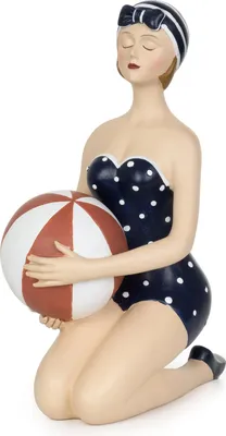 Immagine prodotto di Moritz statuetta decorativa sirena in costume da bagno con palla d'acqua seduta decorazione marittima in poliresina idea di decorazione supporto decorazione bagno statua scultura