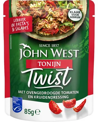 Zdjęcie produktu dla Tuńczyk John West z suszonymi pomidorami, 85 g - Finezyjny filet z tuńczyka