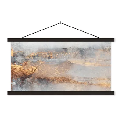 Produktbild von MuchoWow® Textilposter Nebel - Gold - Abstrakt 60x30 cm mit schwarzem Rahmen - Textilien