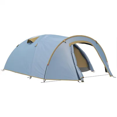 Produktbild von Campingzelt mit 2 Türen Haken Bodenplane und Packtasche Wasserdicht Tunnelzelt Familienzelt für 4 Personen Blau