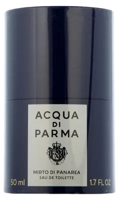 Productafbeelding van Acqua di Parma Blu Mediterraneo Mirto di Panarea, uniseks, 50 ml. Geur: Mirte, basilicum, bergamot, citroen, jasmijn, damascusroos, zeenoten, amber, cederhout, jeneverbes, lentisk. Spray