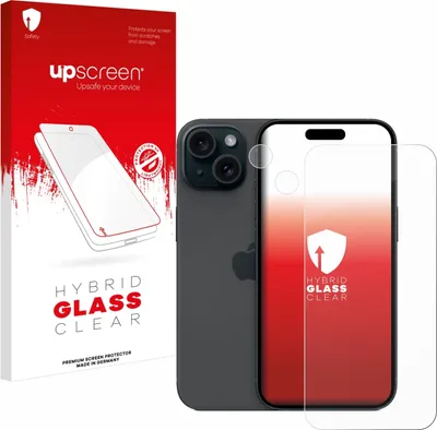 Produktbild von upscreen Schutzglas für Apple iPhone 15 (Display+Kamera) Schutzfolie Panzer Folie Glas Display Schutz klar
