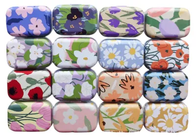 Image de Petites boîtes rectangulaires en métal, vides, avec couvercle à charnière, pour bonbons ou bijoux, 6 x 4 x 2,5 cm, lot de 8
