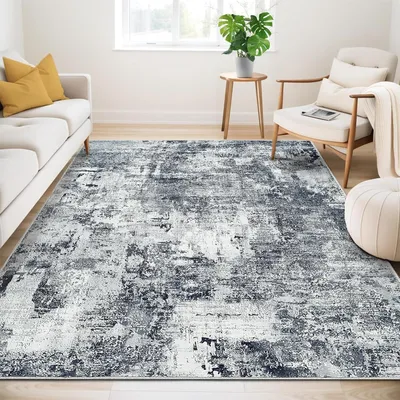 Imagen del producto de Alfombra de pelo corto, diseño vintage abstracto, 160 x 230 cm, lavable, ideal para el salón