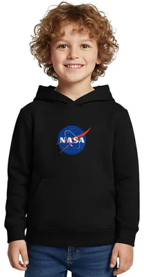 Produktbild von Spreadshirt NASA Classic Logo Kinder Premium Hoodie, 146/152 (10 Jahre), Schwarz