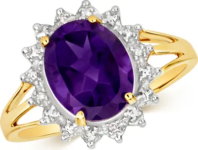 Produktbild von Moderner 9 Karat (375) Gold Damen - Diamant Solitärring Brillant-Schliff H - PK mit Amethyst, 55 (17.5); TRS28720RSO