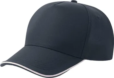 Image de Atlantis Headwear - Casquette de baseball « Recy Five Piping » pour hommes/femmes, unie, structurée, matière recyclée AB742 (taille unique) (marine/blanc)
