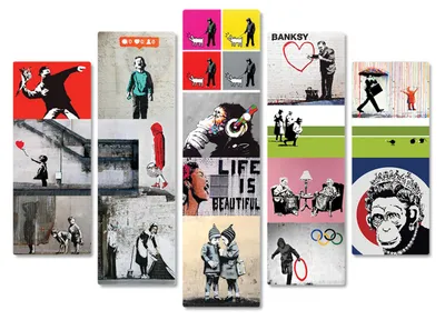 Image de Banksy - Collage de Banksy - 140L x 100l cm - Bois MDF