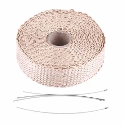 Image de Ruban isolant pour voiture de 5 m de long pour systèmes d'échappement avec 4 serre-câbles en acier inoxydable, couleur titane