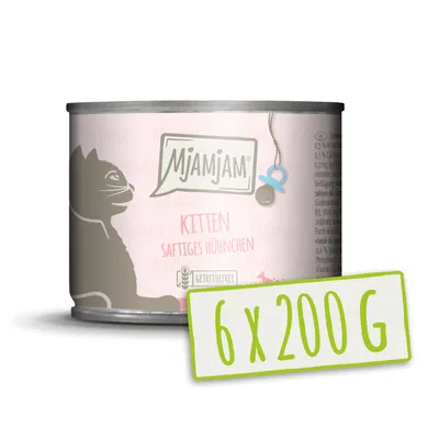 Image de MjAMjAM - 6x200g boîtes de poulet & huile de saumon nourriture humide pour chatons nourriture principale nature