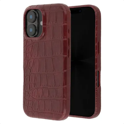 Produktbild von Selencia Croco Backcover mit MagSafe iPhone 17 - Burgundy, KI-generiertes Bild