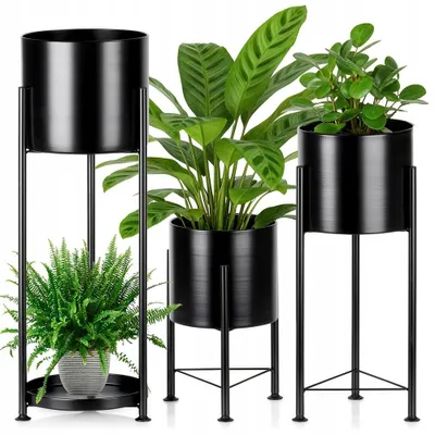 Produktbild von Vilde Blumenständer Metall Schwarz Set 3 Stück