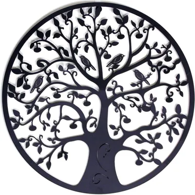 Produktbild von Baum des Lebens Wanddekoration Metall 30x30cm Schwarze Wandskulptur für Wohnzimmer Schlafzimmer Flur