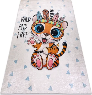 Immagine prodotto di Tappeto lavabile BAMBINO 1960 Tigre, indiano per bambini antiscivolo - bianco multicolore 160x220 cm