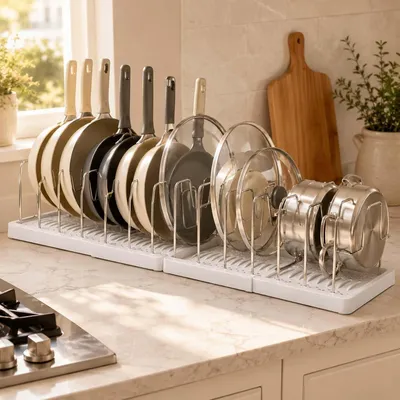 Immagine prodotto di Organizzatore per coperchi, con 12 scomparti, da 45 a 80 cm, espandibile, per la cucina