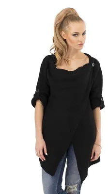 Produktbild von Damen Strickjacke Sweats Poncho Umhang Cardigan Jacke; S/M; Schwarz