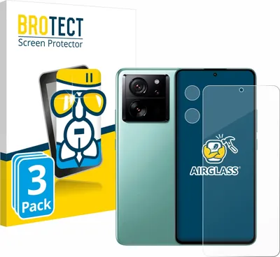 A product shot of a phone screen protector package, a phone, and a screen protector.