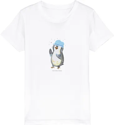 Produktbild von Mr. & Mrs. Panda Kleinkinder T-Shirt Pinguin Duschen 12-14 Jahre (152/164) - Weiß - Geschenk, Baden, Pinguine, Kinder Shirt, für, Duschkonzert, Teenager, Dusche, Singen