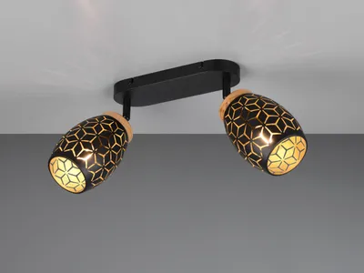 Produktbild von LED Deckenstrahler 2-flammig Deckenleuchten Wohnzimmer Schwarz Gold, Breite 28cm