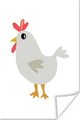 Produktbild von MuchoWow® Poster Vegane Illustration Huhn auf weißem Hintergrund 80x120 cm - Papierdruck