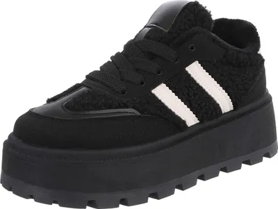 Produktbild von Ital-Design Damen Freizeitschuhe Leicht gefüttert Textiloptik, Lederoptik Sneakers Low 90515063 Schwarz Gr.  41
