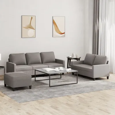 Produktbild von 3-tlg. Sofagarnitur mit Kissen Taupe Stoff