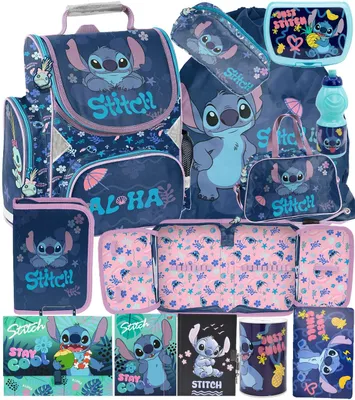 Produktbild von 12tlg Lilo und stitch Schulranzen set Rucksack Federtasche Sportbeutel Trinkflasche Brotdose schultasche Tornister fur madchen