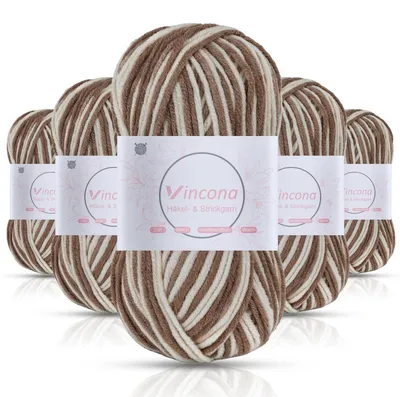 Obrázok produktu pre Priadza na háčkovanie, farebná škála, 5 x 50 g, akryl, viacfarebná, odporúčaná hrúbka háčika: 4-6 mm