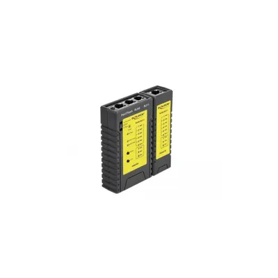 Produktbild von DeLOCK 86407, Verdrilltes Doppelkabelprüfgerät, RJ-12, RJ-45, Übertragungstests, Schwarz, 9 V, 96 mm