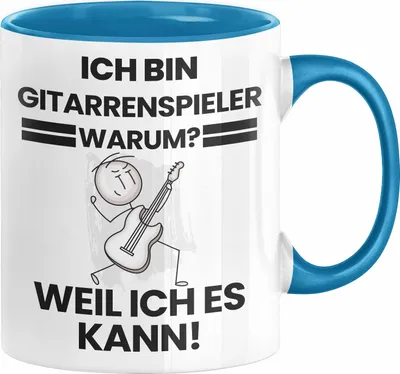 Produktbild von Gitarrenspieler Geschenk Tasse Lustiger Spruch Ich Bin Gitarrenspieler Warum Weil Ich Es Kann Geschenkidee Bester Gitarrenspieler Geburtstag Kaffee-Becher (Blau)