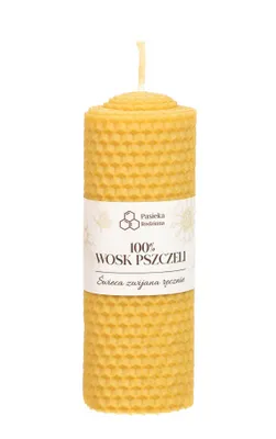 Produktbild von Bienenwachskerze gerollt (mit Unterlage) 13/5cm