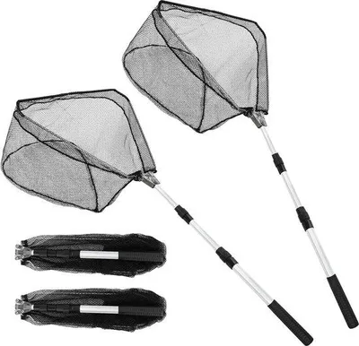 Produktbild von Famanu Teleskopisches Fischernetz 115-205 cm - Faltbares Netz für Erwachsene und Kinder - 2 Sets