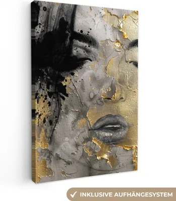 Obrázek produktu pro OneMillionCanvasses® - Plátno - Žena - Umění - Zlatá - Černá, nástěnná malba, nástěnné dekorace obrazy obývací pokoj, 40x60cm