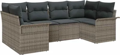 Obrázek produktu pro Sada zahradních pohovek s polštářem 6 pcs Šedá polyratan