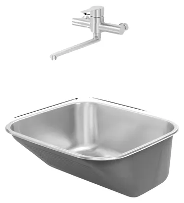 Imagen del producto de Lavabo, diseño espacioso, construcción duradera en acero inoxidable, color plateado