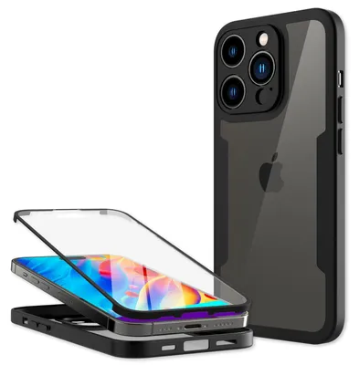 Produktbild von 360° Hülle für iPhone 14 Pro Max, Klar Antigelb Rundum Schutz Cover Silikon Rand