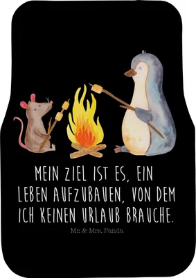 Produktbild von Mr. & Mrs. Panda Auto Fußmatte Pinguin Lagerfeuer - Schwarz - Geschenk, Job, Automatte, Feuer, Motivation, Autoteppich, Maus, Fürs, Auto-Fußmatte
