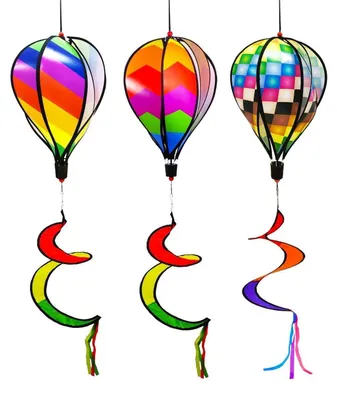 Immagine prodotto di Set di 3 decorazioni per giardino a forma di aquiloni a vento, motivo arcobaleno, altezza 130 cm