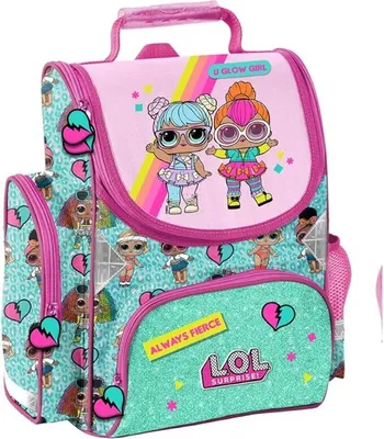 Produktbild von SCOOLSTAR LOL Schulranzen Set mit 3 Teilen, leichten Rucksack, einen Tornister für Mädchen, Federmäppchen, Handtasche, Fassungsvermögen von 22 Liter