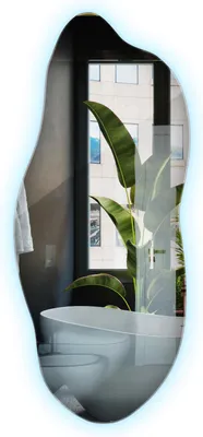 Obrázok produktu pre LED nástenné zrkadlo nepravidelného tvaru 35 x 80 cm – studená biela 6500 K, asymetrické zrkadlo s LED osvetlením