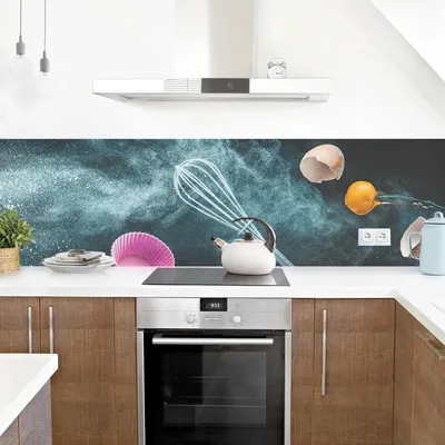 Produktbild von Küchenrückwand Kulinarisch selbstklebend - 0.35 mm Wandpaneel wasserfest Backen schwarz Motiv Spritzschutz fugenlos