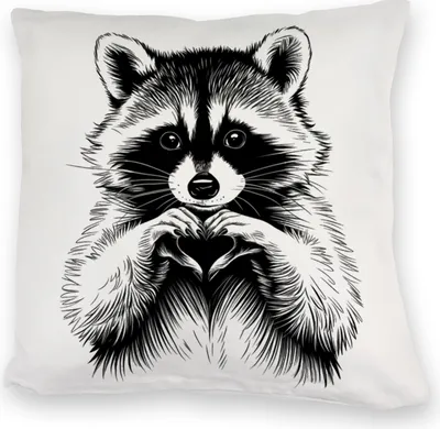 Produktbild von Waschbär zeigt Herz Kuschelkissen für Tierliebhaber
