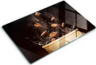 Produktbild von Glasschneideplatte - Herdabdeckplatte - 80x52 cm -Schneidebrett - Spritzschutz -Heiße Kaffeebohnen